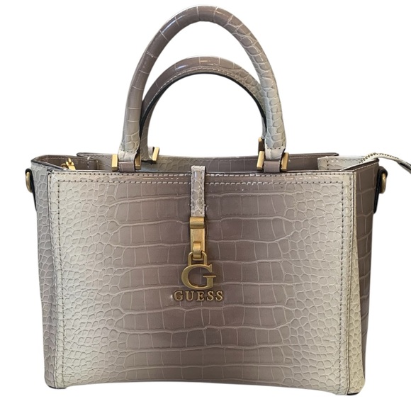 *NWOT* GUESS G James Girlfriend Beige Ombre Crocodile Embossed Satchel - Picture 2 of 12